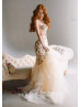 Strapless Embroidery Lace Tulle Amazing Wedding Dress